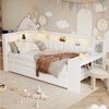 Ulife Polsterbett Tagesbett Kinderbett mit LED-Beleuchtung und Schreibtisch (1-tlg, Ohne Matratze), mit Ausziehbett, 90x200cm+90x190cm Bild 2