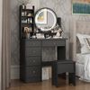 FUFU&GAGA Schminktisch mit LED und Hocker, 5 Schubladen, 80 cm Bild 2