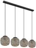Pendelleuchte, Metall, Bambus, 4-Flammig, L 100 cm Bild 5