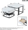 2er Couchtisch-Set, 70 x 70 x 45 cm + 50 x 50 x 40 cm, Hochglanz-Marmoroptik, mit Schublade Bild 5