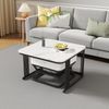 2er Couchtisch-Set, 70 x 70 x 45 cm + 50 x 50 x 40 cm, Hochglanz-Marmoroptik, mit Schublade Bild 4