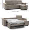 Dmora Schlafsofa mit Halbinsel Ganzaria, Wandelbares Ecksofa für das Wohnzimmer, gepolstert, abnehmbar, 100 % Made in Italy-Qualität, 285x160 h100 cm, Taube Bild 3