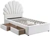 Vente-unique - MOANA Bett SamtStoff Weiß - B 206 cm x H 128 cm x L 114 cm Bild 4