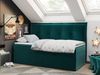 Kinderbett BANCO, Boxspringbetten für Kinderzimmer, Jugendbett, Einzelbett mit Matratze - Dunkelgrün Velours - Topper T25 Bild 3