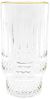 6 tlg. Set Trinkgläser 285 ml transparent mit Riffle-Design & Goldumrandung Bild 2