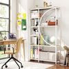 6-stöckiges Bücherregal industrielles Büroregal mit offenen Ablageflächen hohes Regal mit bogenförmigem Design Standregale Weiß Bild 3
