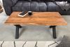 Massiver Couchtisch ARBOL 120cm Akazie natural Baumkante X-Metallgestell Bild 2