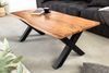Massiver Couchtisch ARBOL 120cm Akazie natural Baumkante X-Metallgestell Bild 3