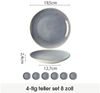 JIWOO Teller 4er Ø19,5cm, Speiseteller Steakteller Dessertteller Pastateller Plate, (6 St), Keramik Hochwertiges Tellerset Blau Mikrowellenofen Spülmaschine Bild 2