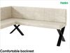 MEBLINI Eckbank für Esszimmer mit ausziehbarem Tisch - Küchenbank - Essecke - Sitzecke Küche - PETER - X-Beine 128x168x87cm Links - Creme Samt/M Weiß Hochgl. Bild 5