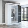 Schwebetürenschrank ERA 2-türig Schrank 160 cm (mit Spiegel) Farbe: Weiß , schwarz Bild 2