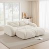 2-Sitzer Sofa mit 2 Hockern, Chenille, modular & rahmenlos, 204 x 171 x 76 cm, Hellbeige Bild 2