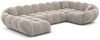Sofa Dreams Wohnlandschaft Maleron U Form Design Stoffsofa, Stoff Polsterecke, 6-Sitzer, Ottomane links, Samtstoff Sand Bild 2