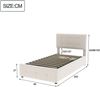 Polsterbett 90x200 cm ohne Matratze, Kinderbett mit hydraulischem Bettkasten, Samtbezug Beige Bild 5