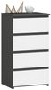 Home Collective Kommode 40 cm breit Holz Highboard Sideboard für Flur Schlafzimmer Wohnzimmer (Mehrzweckschrank Schrank schmal Kommode Schlafzimmer mit Schubladen), Kinderzimmer Organizer, 73 cm hoch mit 4 Schubladen graphit-weiß Bild 5