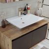 Roomart ATLANTIC-100 Badmöbel Set– 4-teiliges Badezimmermöbel Set - Waschbeckenunterschrank mit Keramikwaschbecken, Spiegelschrank & Hochschrank - H 45 x B 45 x T 100 cm • Anthrazit-Eiche Bild 5