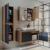 Roomart ATLANTIC-100 Badmöbel Set– 4-teiliges Badezimmermöbel Set - Waschbeckenunterschrank mit Keramikwaschbecken, Spiegelschrank & Hochschrank - H 45 x B 45 x T 100 cm • Anthrazit-Eiche Bild 2