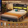 MSMASK Metallbett mit LED Beleuchtung & Ladestation, Kinderbett Jugendbett (1-tlg, Ohne Matratze), Bettgestell 140x200 cm Bild 4