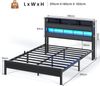 MSMASK Metallbett mit LED Beleuchtung & Ladestation, Kinderbett Jugendbett (1-tlg, Ohne Matratze), Bettgestell 140x200 cm Bild 2