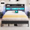 MSMASK Metallbett mit LED Beleuchtung & Ladestation, Kinderbett Jugendbett (1-tlg, Ohne Matratze), Bettgestell 140x200 cm Bild 3