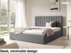 MEBLINI Polsterbett 140x200 mit Lattenrost und Matratze – BALEARO – Grau Samt – Doppelbett mit Bettkasten - Stauraumbett - Kopfteil Bett mit Stauraum Bild 3