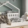 Hausbett Design Weiß 80x160 cm mit Gästebett und Matratze Vitalispa Bild 5