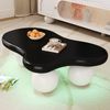 Couchtisch 95x62,5x32 cm, wolkenförmiger Tisch mit abgerundeten Beinen,Oben schwarz und unten weiß Bild 5