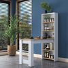 Calicosy Küchentisch mit integriertem Regal Weiß und Holzdekor B120 cm - Weiß Bild 2
