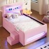 MODFU Kinderbett Modernes Komfortbett (mit LED-Leisten & Schublade,Kunstleder, 1-tlg, 218 x 97 x 95), mit Treppe Bild 2