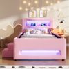 MODFU Kinderbett Modernes Komfortbett (mit LED-Leisten & Schublade,Kunstleder, 1-tlg, 218 x 97 x 95), mit Treppe Bild 3