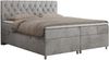 Boxspringbett Doppelbett Polsterbett Kunstlederbett mit Bettkasten - ROMA - 180x200cm - Hellgrau Velours - H4 Bild 3