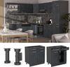 Küchenunterschrank R-Line Schwarz Beton 80 cm AP Marmor Vicco Bild 2