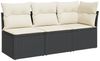 vidaXL Gartensofa mit Kissen 3-Sitzer Schwarz Poly Rattan 366014 Bild 2