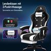 Gamingstuhl Bürostuhl 2-Punkt-Massage Fußstütze Weiß PU-Leder Bild 3