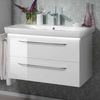 FACKELMANN MILANO Waschbecken mit Unterschrank 88 cm breit, Weiß, Waschbecken Keramik Weiß Bild 2
