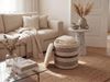 Sitzhocker mit Stauraum aus Wolle 40cm Beige Stoff Rund - Design Boho Stoffhocker mit abnehmbarem Deckel - Polsterhocker Schminktisch Hocker - Beistellhocker für Wohnzimmer Handmade Bild 3