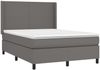 vidaXL Boxspringbett mit Matratze Grau 140x200 cm Kunstleder 3132385 Bild 3