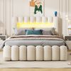 Polsterbett 160x200 cm,Modernes Samt mit 4 Schubladen zur Aufbewahrung, LED-Lichtleiste, USB-Anschluss, integrierte Lautsprecher,Beige Bild 4