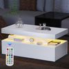 oyajia Couchtisch Wohnzimmertisch Hochglanz mit LED Beleuchtung & Fernsteuerung Modern (Bluetooth-Fernbedienung. App-Steuerung, offenen Fächern,stabil, pflegeleicht, modernes Hochglanz-Design), 95 x 48 x 42cm Beistelltisch,mit 2 Schubladen,Farbwechsel-... Bild 2