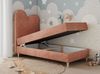 Kinderbett FLOW, Boxspringbett für Kinder, mit hohem Kopfteil, Einzelbett mit Matratze - 90x180 - Orange Velvet - Topper Visco Bild 2