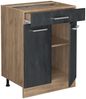 Küchenunterschrank R-Line Schwarz Beton 60 cm AP Marmor Vicco Bild 4