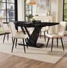 Esstisch ausziehbar 120–160x75x75,5 cm, stilvoller Tisch mit Marmor-Dekorplatte, stabilem Metallrahmen für Küche & Wohnzimmer, 75.5cmx120-160cmx75cm, Schwarz Bild 2