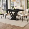 Esstisch ausziehbar 120–160x75x75,5 cm, stilvoller Tisch mit Marmor-Dekorplatte, stabilem Metallrahmen für Küche & Wohnzimmer, 75.5cmx120-160cmx75cm, Schwarz Bild 1