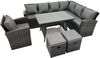 Fimous 9 Sitzer Hoher Rücken Dunkelgrau gemischt Rattan Ecksofa Set Gartenmöbel Rechteckiger Esstisch 2 Hockern Sessel Bild 2