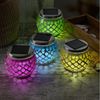 MARELIDA LED Solarleuchte Solar Windlicht Mosaik Glas Solarglas Mosaikleuchte für Balkon rot, LED Classic, kaltweiss (5300K bis 6000K) Bild 3
