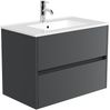 Badmöbel Taifun & Waschtisch 80 cm 2 Greifraum SoftClose Auszüge Grafit : Grafit Bild 3