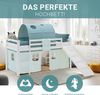 Hochbett Kinder 90x200 cm mit Rutsche Lattenrost Kinderbett Stockbett Vorhang Tunnel Grün Mintgrün Holz Massiv Bild 5