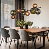 LED Hängelampe, Glaskugeln, grau, 9 Flammig, H 120 cm Bild 2