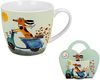 DUO Dogs World Becher 460 ml DOG ON A SCOOTER in Tragetasche, New Bone China Porzellan Bild 2