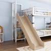 Metall-Hochbett für Kinder mit Rutsche und Stauraumtreppe 90*200CM, Etagenbettgestell mit Schutzgittertür, integrierten Regalen, platzsparendes Kinderbett für Jungen- und Mädchenzimmer Weiß Bild 4